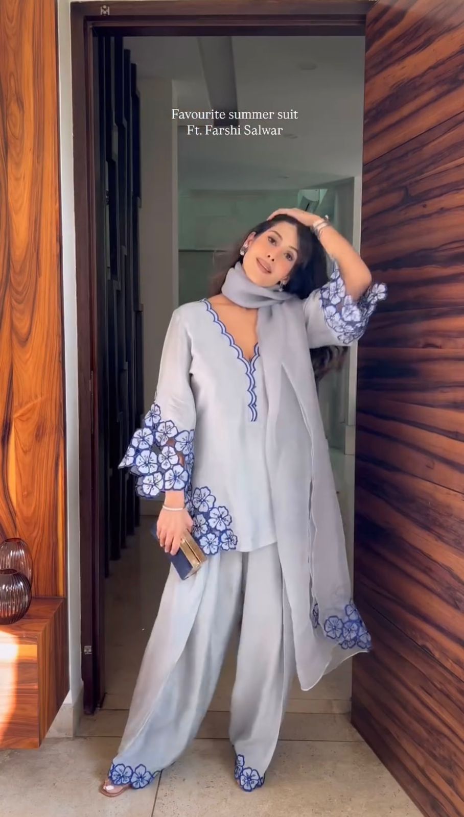 💃 Đěsigner Party Wear Look Pur Natural Crepe Top & Farshi Palazzo With Dupatta set