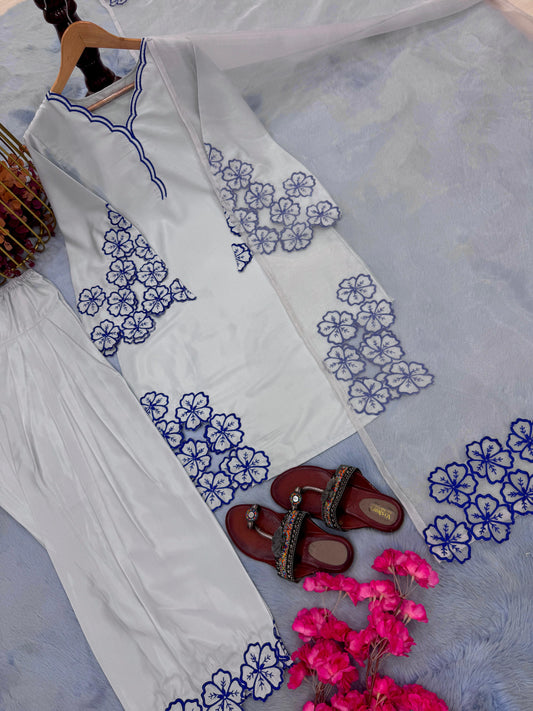 💃 Đěsigner Party Wear Look Pur Natural Crepe Top & Farshi Palazzo With Dupatta set