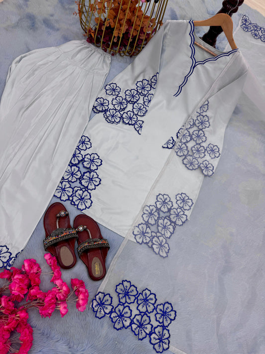 💃 Đěsigner Party Wear Look Pur Natural Crepe Top & Farshi Palazzo With Dupatta set