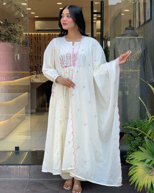 ✨ Pure Mul Mul Cotton Kurta Pant Dupatta Set ✨