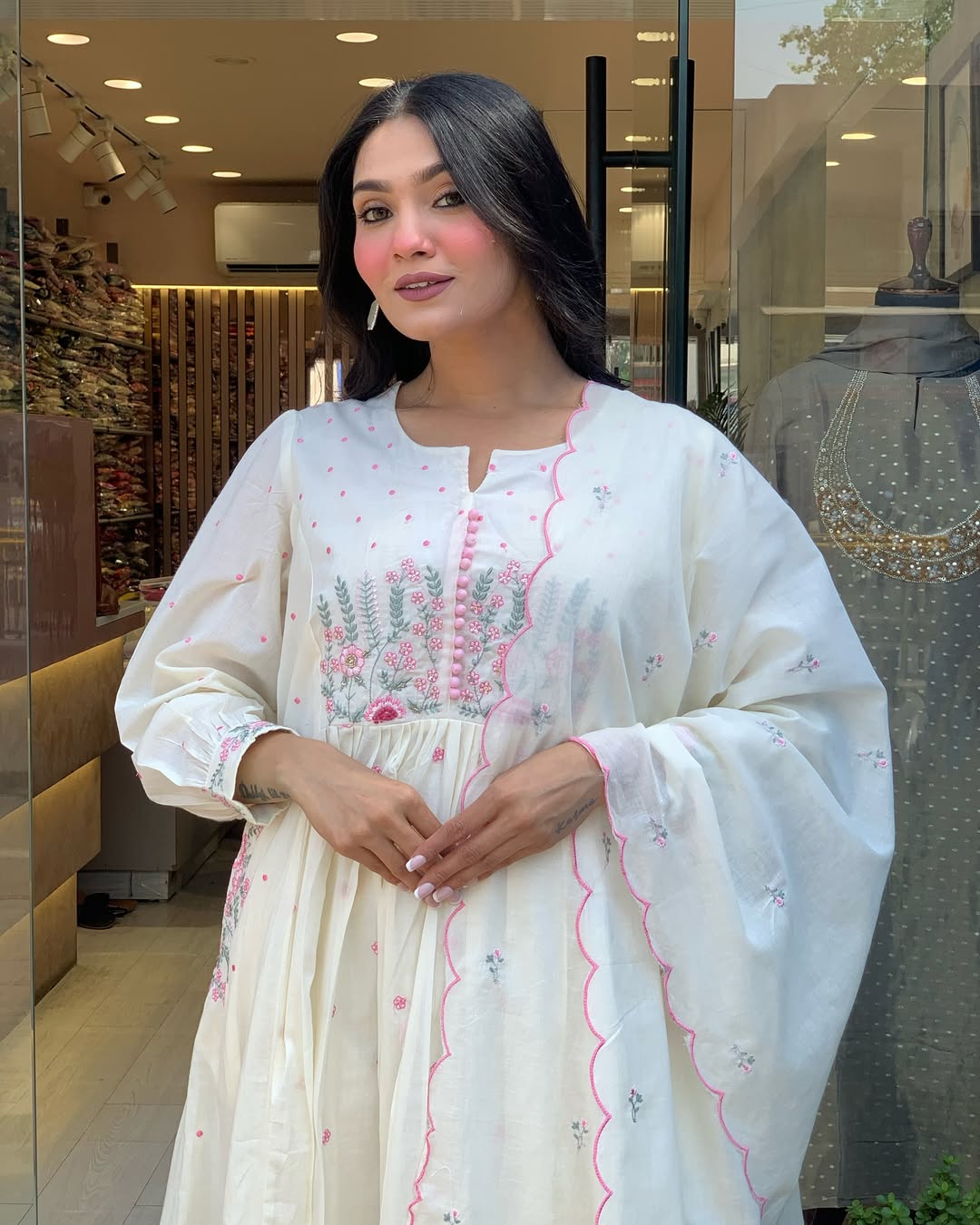 ✨ pure mul mul cotton kurta pant dupatta set ✨