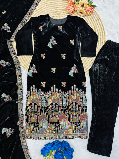 ĐĚSIGNER PARTY WEAR TOP AND  PANT WITH FANCY DUPPATA AND EMBROIDERY WORK