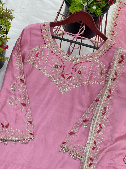 👗Presenting  New Designer Party Wear Look Top-Plazzo and Dupatta With Heavy Embroidery Work