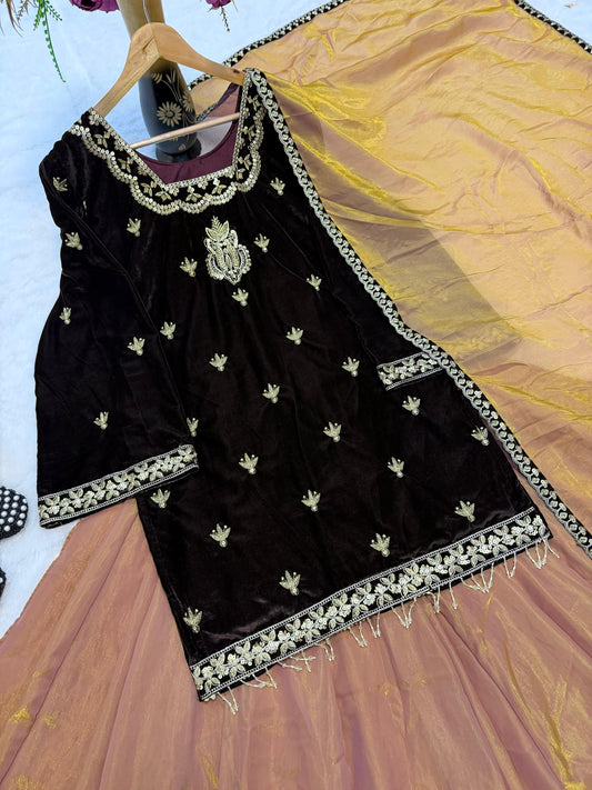 New Designer Party Wear Look Top , Lehega Plazzo and Dupatta