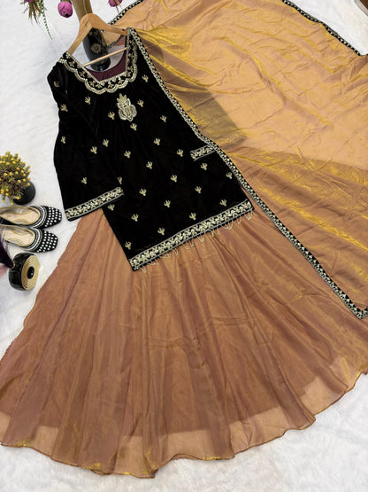 New Designer Party Wear Look Top , Lehega Plazzo and Dupatta