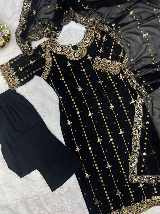 Premium Collection With Embroidery And Sequence Worked Top-Bottom And Dupatta Set Fully Stitched Ready To Wear 🔥