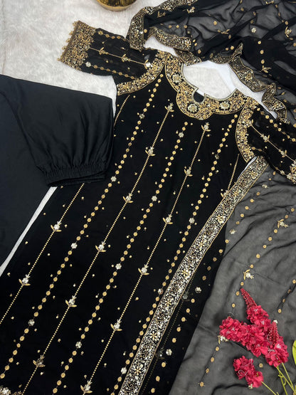 Premium Collection With Embroidery And Sequence Worked Top-Bottom And Dupatta Set Fully Stitched Ready To Wear 🔥