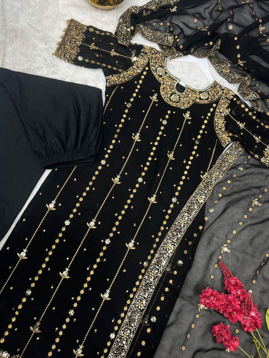 Premium Collection With Embroidery And Sequence Worked Top-Bottom And Dupatta Set Fully Stitched Ready To Wear 🔥