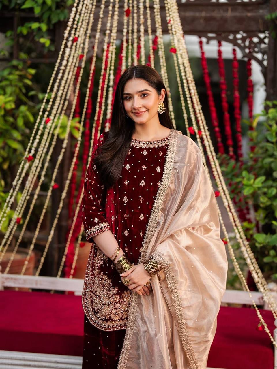 party wear heavy viscose velvet top with sharara