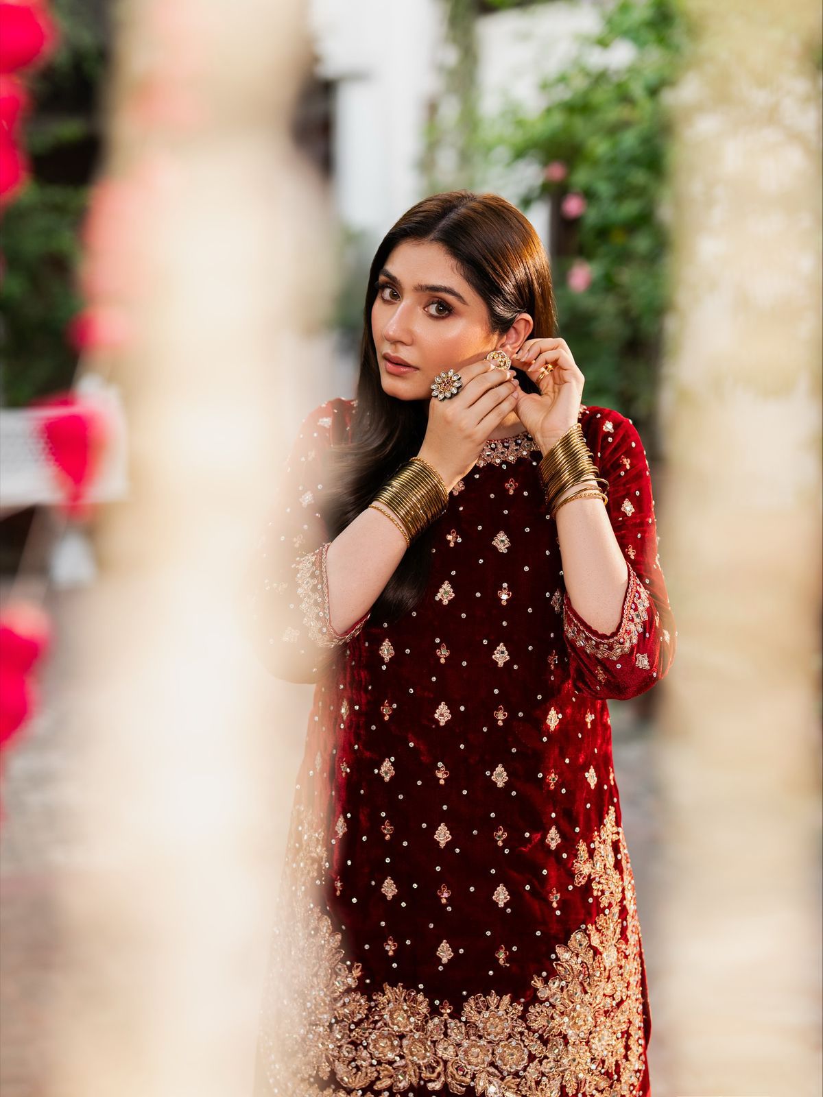 party wear heavy viscose velvet top with sharara