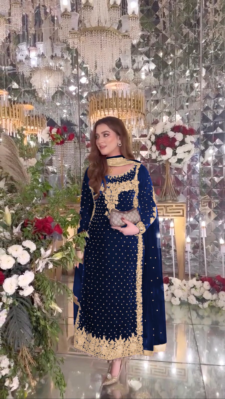 party wear viscose velvet designer  look top-dupatta and fully stiched bottom with heavy embroidery siquance work