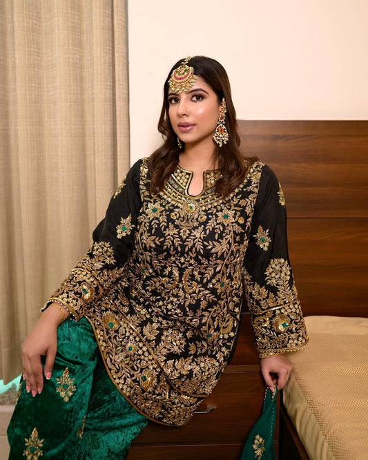 ENHANCE THE BEAUTY OF YOUR WARDROBE WITH THIS NEWLY LAUNCHED VELVET KURTI-PLAZZO SET