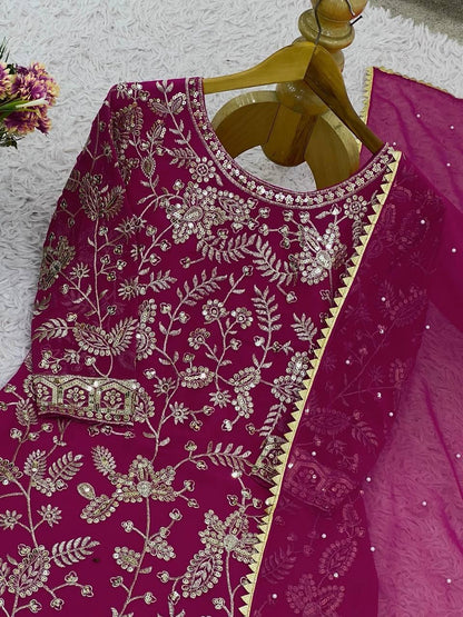 New Designer Party Wear Look Top-Plazzo and Dupatta With Heavy Embroidery Work