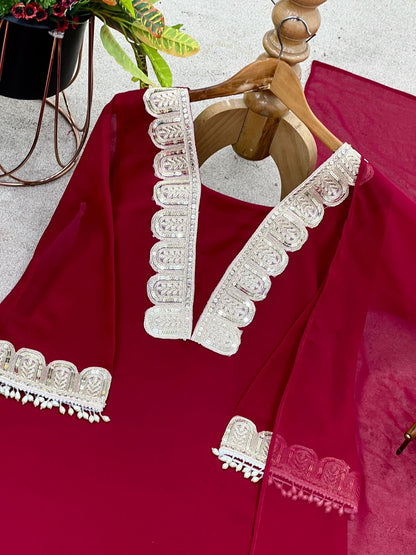 New Designer Party Wear Look Top-pant and Dupatta With Heavy Embroidery Work