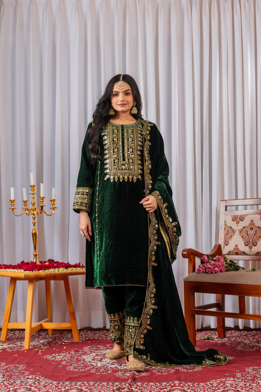 🦋 Đěsigner Party Wear Look Heavy Pure Viscose Velvet Top Bottom & Dupatta Set