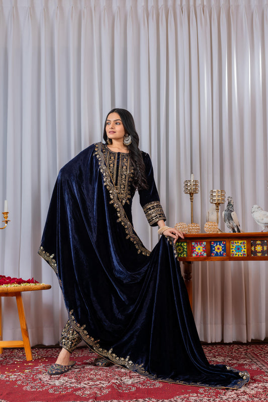 🦋 Đěsigner Party Wear Look Heavy Pure Viscose Velvet Top Bottom & Dupatta Set