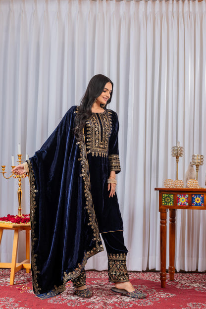 🦋 Đěsigner Party Wear Look Heavy Pure Viscose Velvet Top Bottom & Dupatta Set