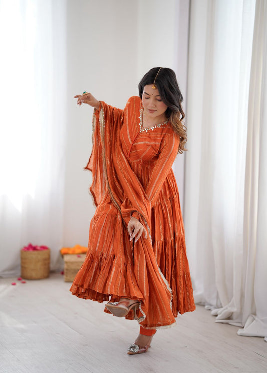 👗 Women’s Ethnic Wear Ruffle Gown