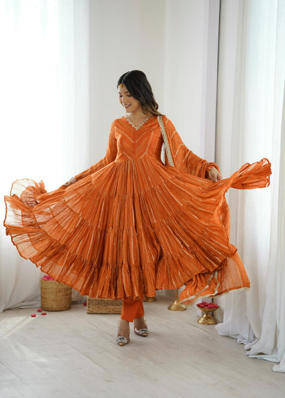 👗 Women’s Ethnic Wear Ruffle Gown