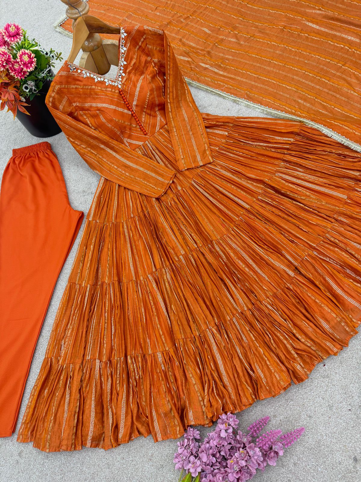 👗 women’s ethnic wear ruffle gown