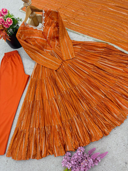 👗 Women’s Ethnic Wear Ruffle Gown