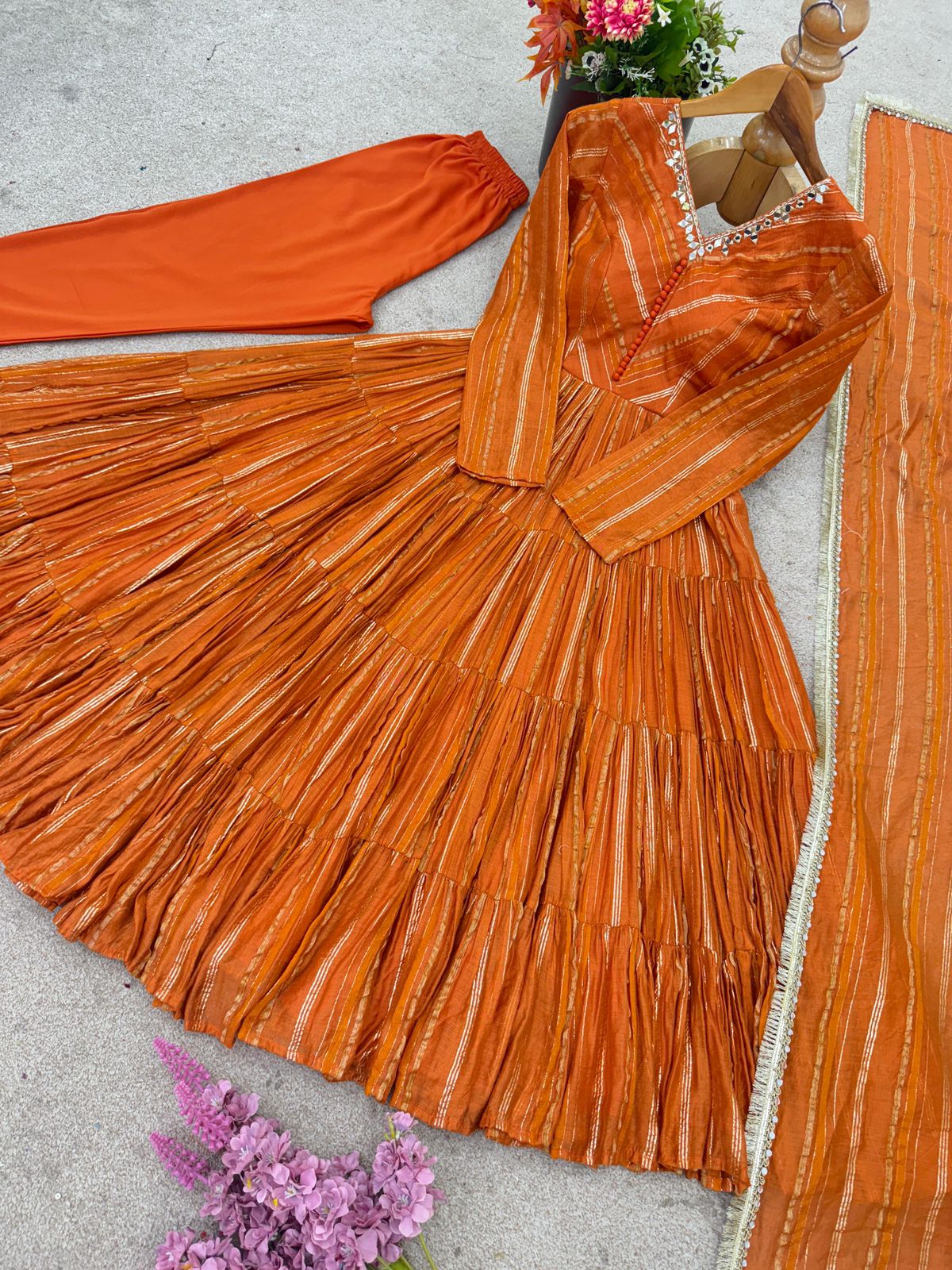 👗 women’s ethnic wear ruffle gown