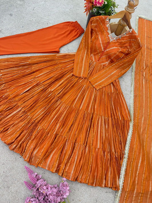 👗 Women’s Ethnic Wear Ruffle Gown