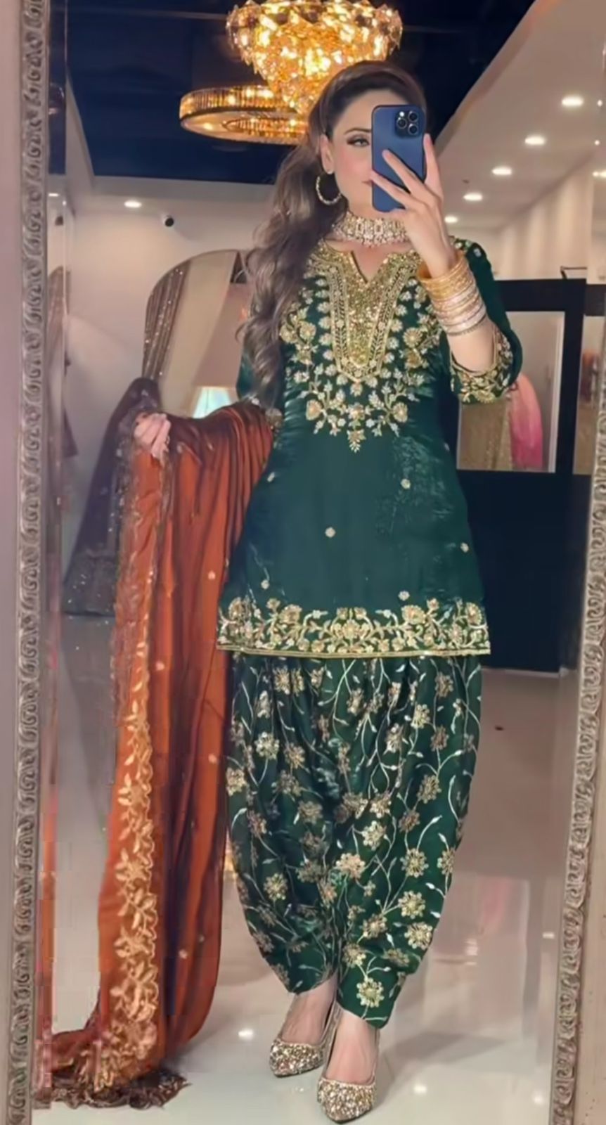 designer party wear look top ,dhoti salwar and dupatta