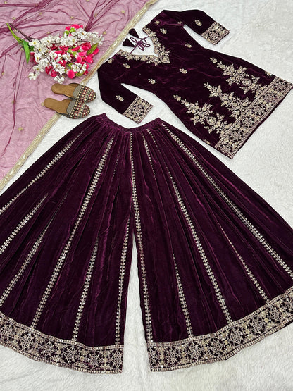 New Designer Party Wear Look Top , Sharara Plazzo  and Dupatta