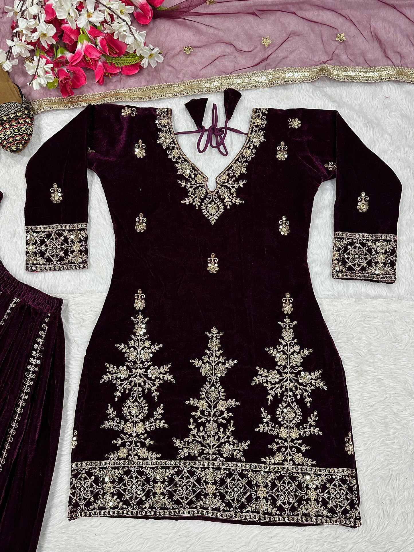 new designer party wear look top , sharara plazzo  and dupatta