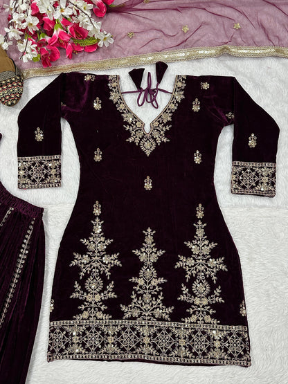 New Designer Party Wear Look Top , Sharara Plazzo  and Dupatta