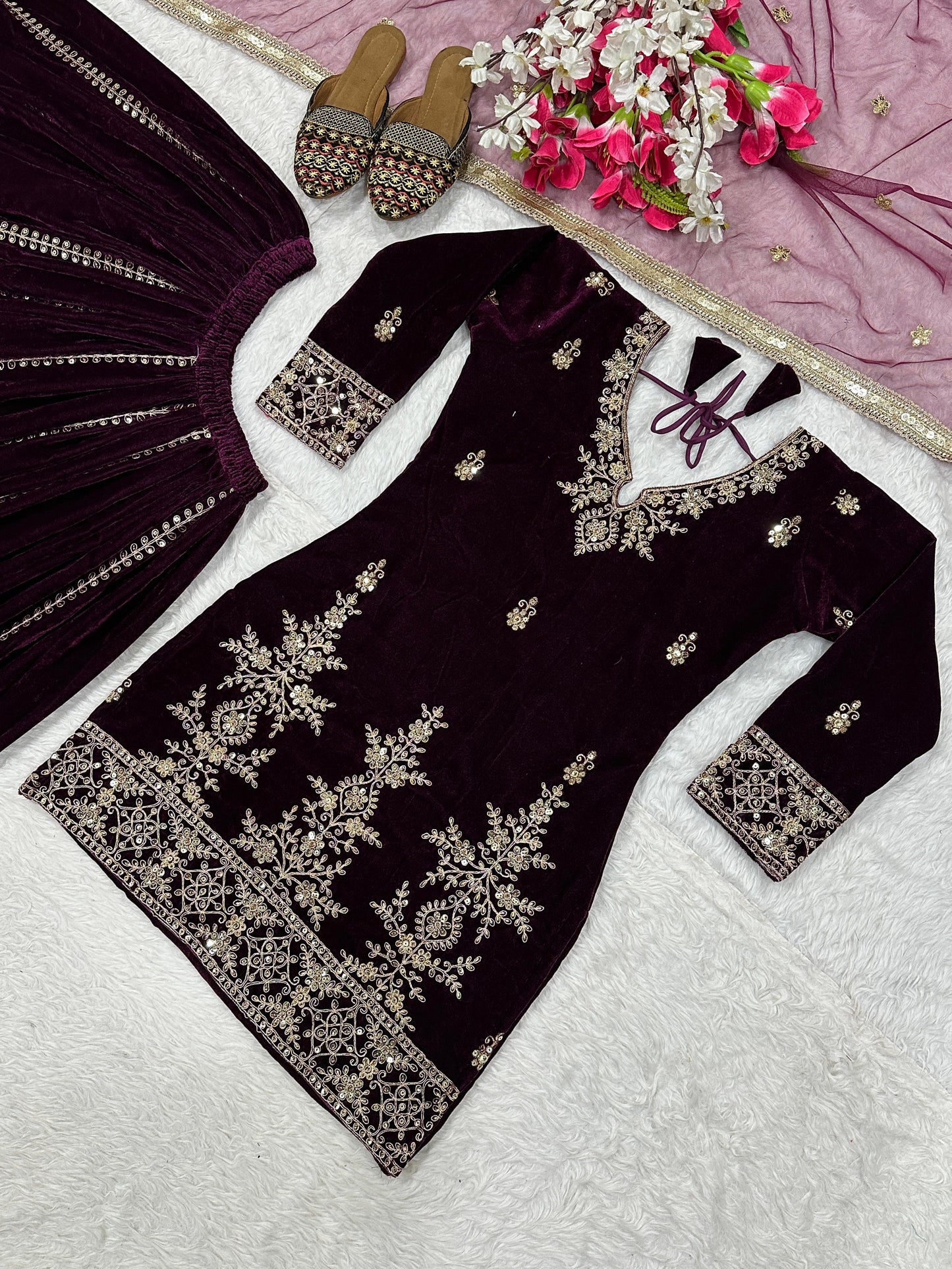 new designer party wear look top , sharara plazzo  and dupatta
