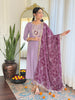 Women's Petrol Rayon Embroidered Straight Kurta with Rayon Pant And Organza Jacquard Dupatta Sets