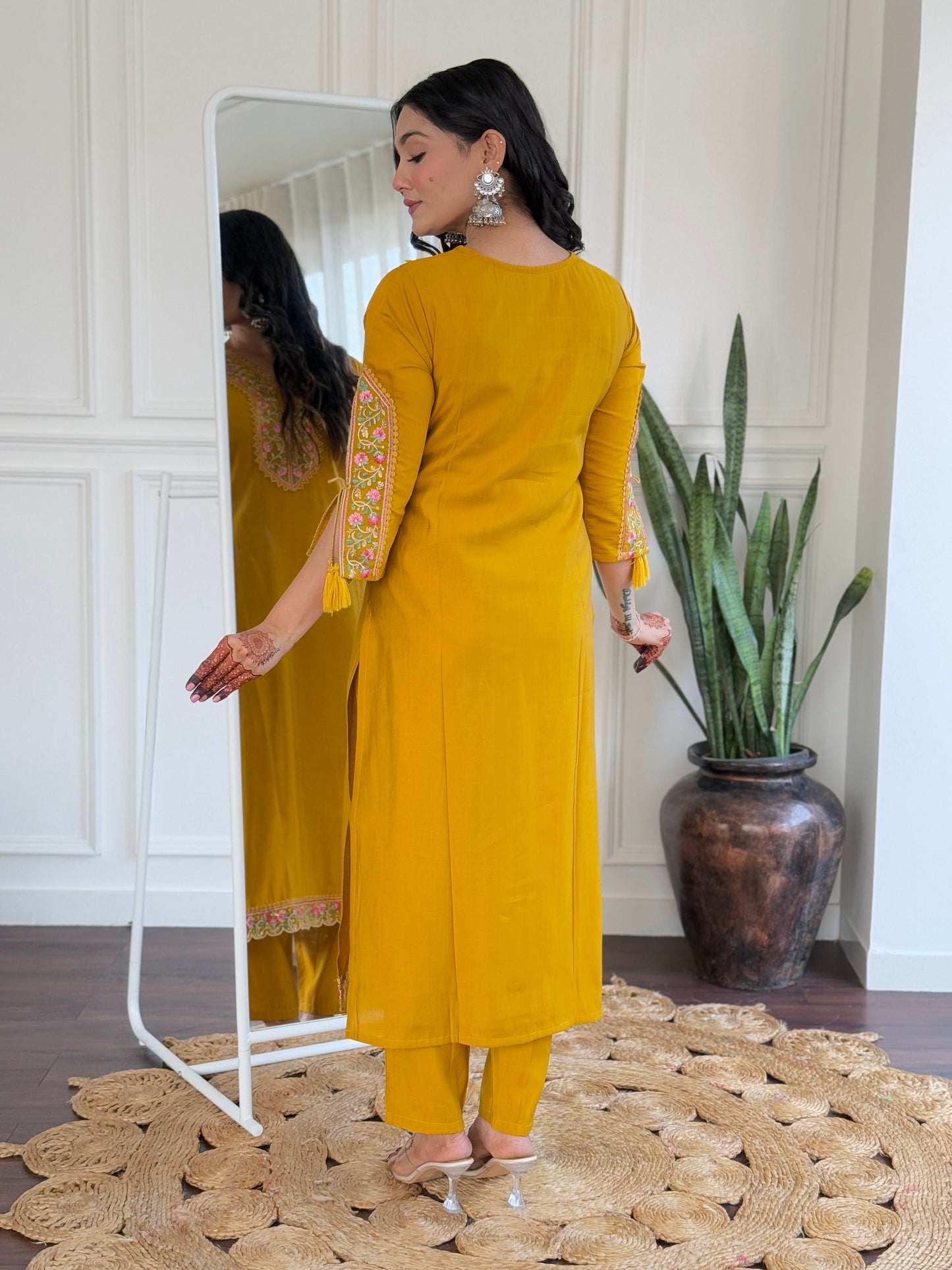 women's bsy viscose embroidered straight kurta with bsy viscose pant and taby printed dupatta sets