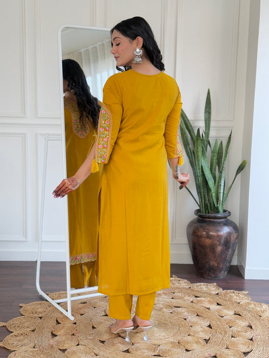 Women's BSY Viscose Embroidered Straight Kurta with BSY Viscose Pant And Taby Printed Dupatta Sets