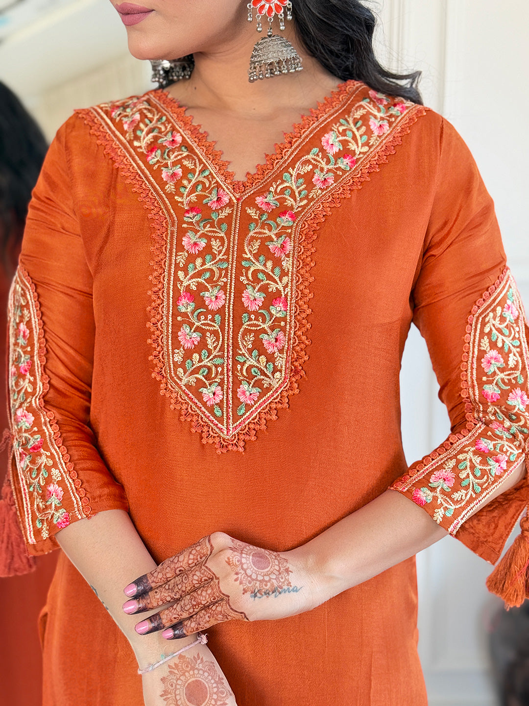 women's bsy viscose embroidered straight kurta with bsy viscose pant and taby printed dupatta sets