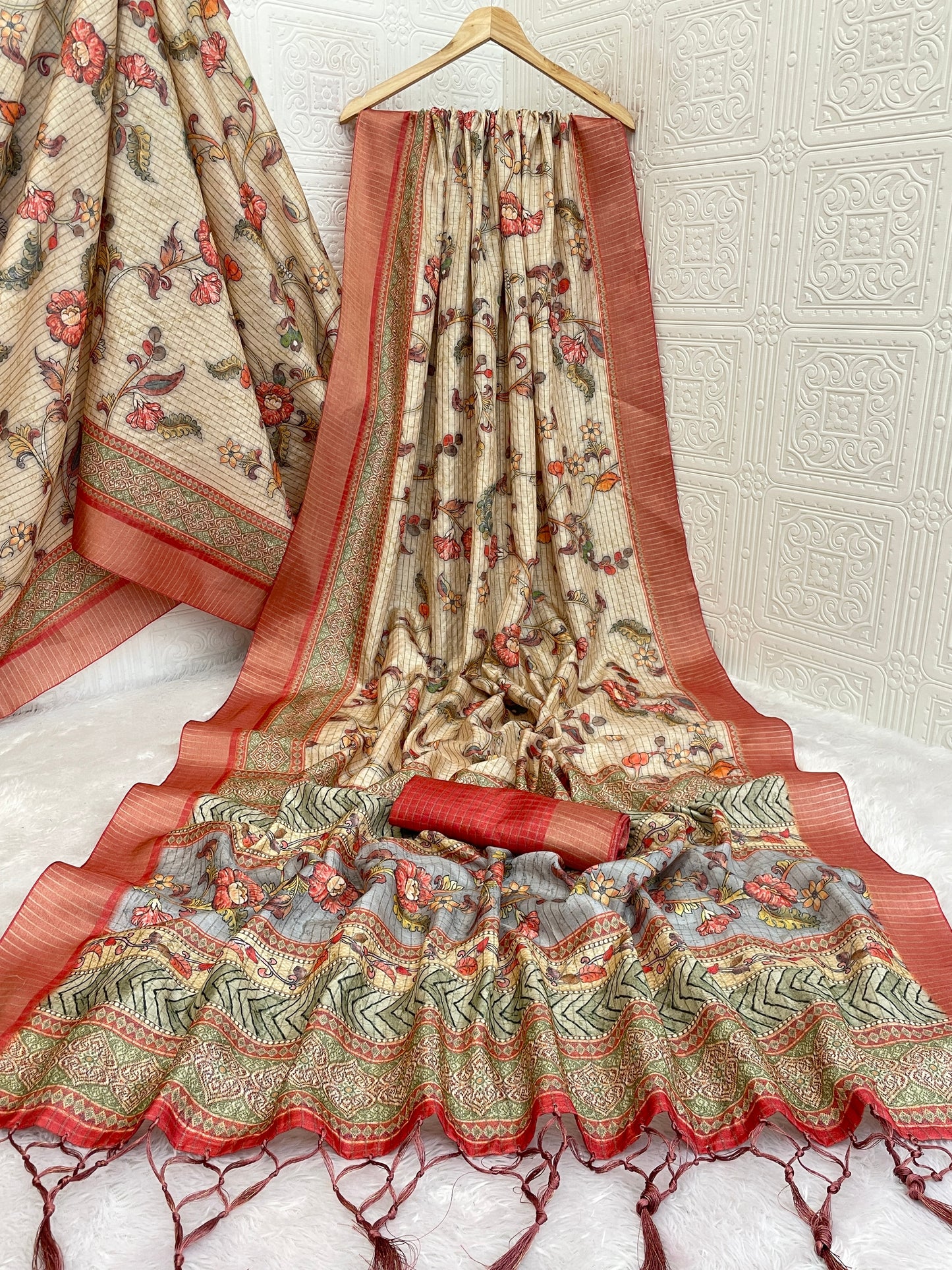 vintage charm linen cotton saree (phms 02 )