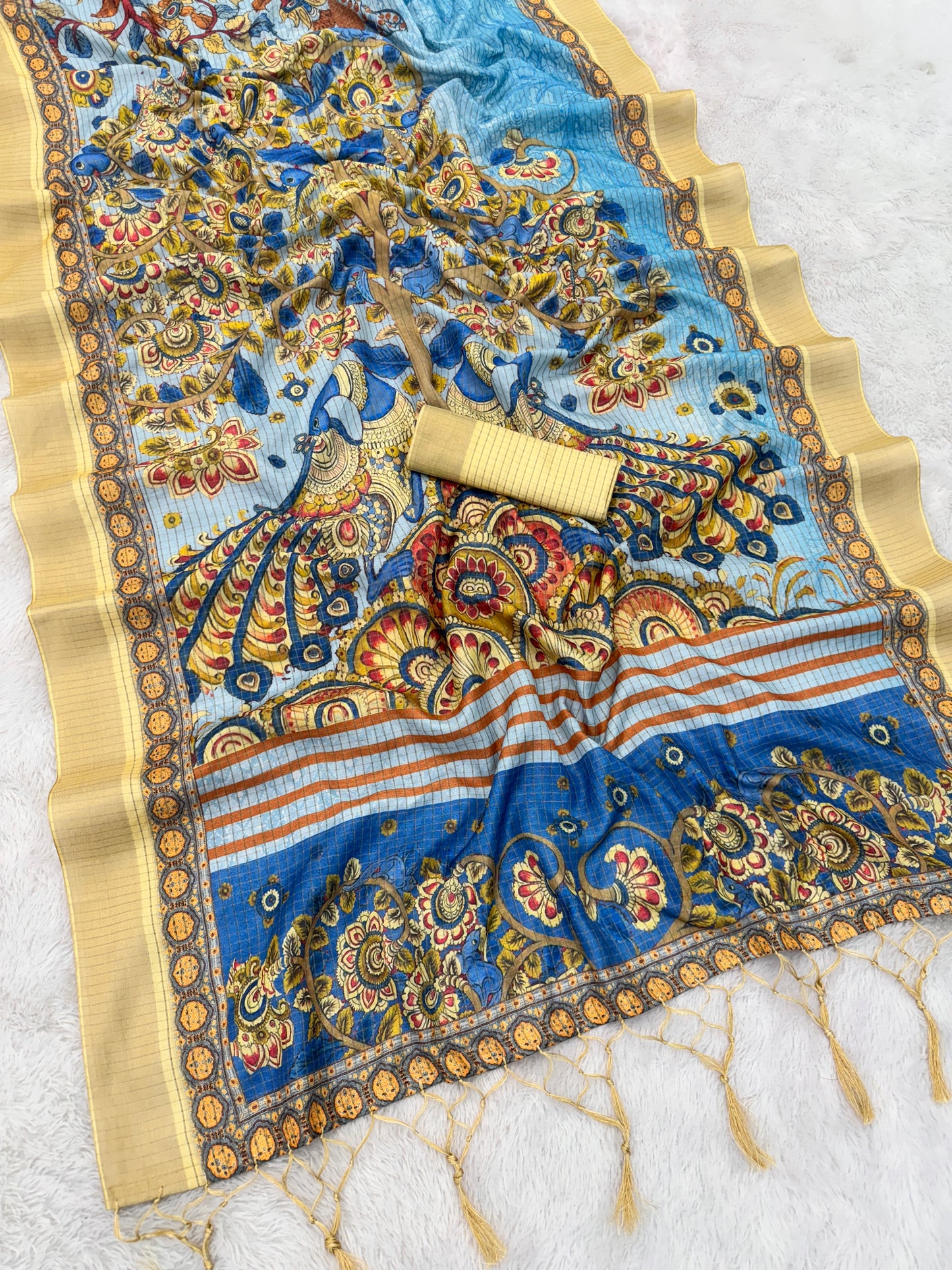 mysore silk with pure jari & small checks ( phms01)