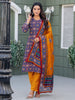 Elegant Navy Blue Printed Kurta Set with Coordinated Dupatta