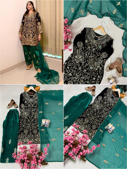 ENHANCE THE BEAUTY OF YOUR WARDROBE WITH THIS NEWLY LAUNCHED VELVET KURTI-PLAZZO SET