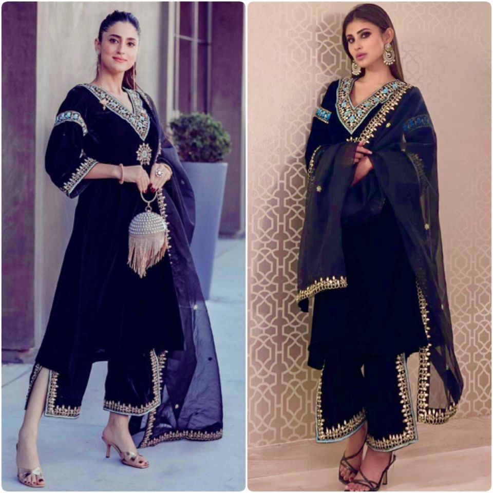 🦋 đěsigner party wear look heavy pure viscose velvet top plazzo pent & dupatta set
