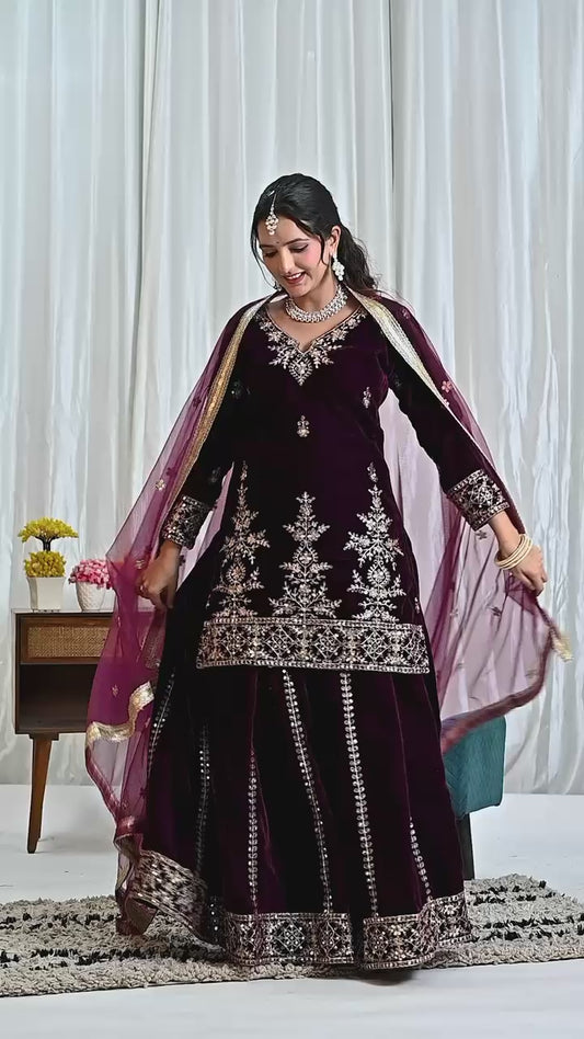 New Designer Party Wear Look Top , Sharara Plazzo  and Dupatta