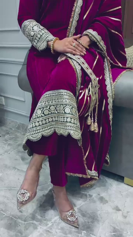 👗 ĐĚSIGNER PARTY WEAR TOP AND  PANT WITH FANCY DUPPATA AND EMBROIDERY WORK