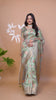 Sage Green Soft Silk Saree with Elegant Floral Prints & Rich Pallu ( GG-509 )