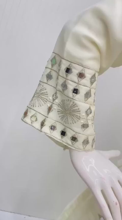 3 PIECE PLAZZO PAIR WITH   DUPATTA IN EMBROIDERY AND REAL MIRROR WORK