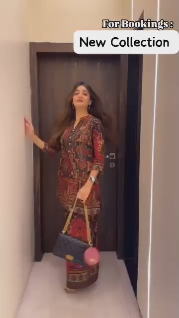 Designer Printed Kurta with Matching Pants – Festive Ready