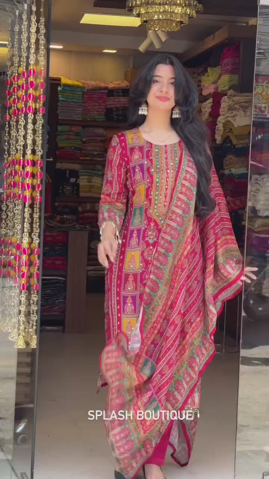 Vibrant Red Ethnic Kurti Suit – Festive Special Collection