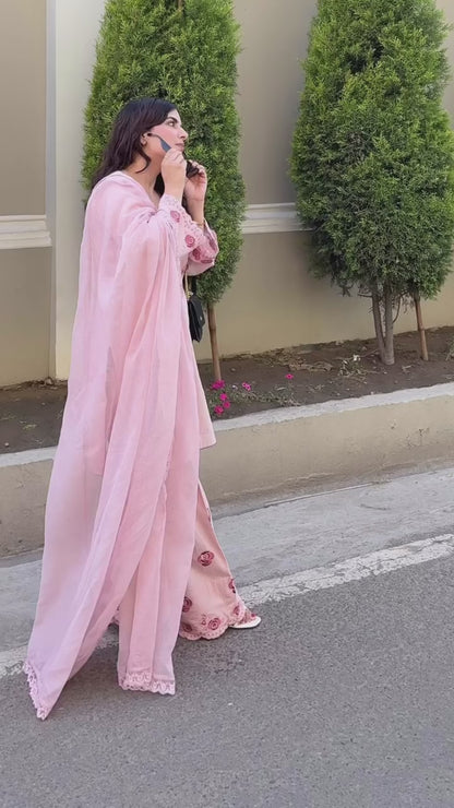 💃 Đěsigner Party Wear Look Pur Natural Crepe Top & Farshi Palazzo With Dupatta set