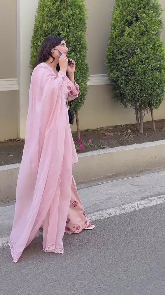 💃 Đěsigner Party Wear Look Pur Natural Crepe Top & Farshi Palazzo With Dupatta set